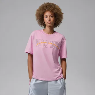 Nike Jordan Womens Jordan Brooklyn Girlfriend T-Shirt in Pink | IF0839-676