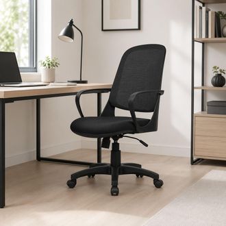 Serena Serena - Silla De Oficina Coffs, Silla Operativa De Malla Con Reposabrazos, Asiento De Oficina Ergon&oacute;mico, Cm 61x60h99/108, Negro