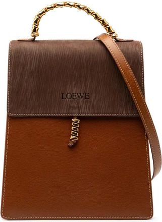 Loewe 20th Century Leather Velazquez Twist Top Handle Bag satchel - Marrone