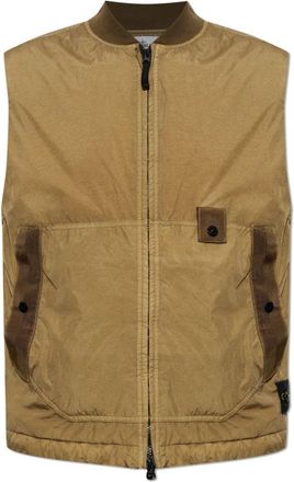 Stone Island Ge&iuml;soleerd Vest met Zakken - Heren - Bodywarmers - Bruin - L - Leer - Jassen