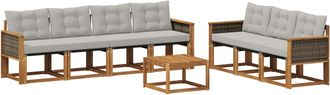 vidaXL Conjunto De Sof&aacute;s De Exterior 8 Uds. Natural Y Gris Claro Vidaxl