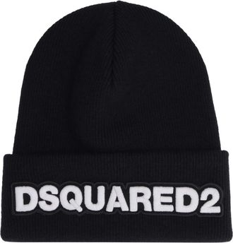 Dsquared2 Icon Knit Beanie - Heren - Hoeden - Zwart - ONE Size - Wol - Accessoires