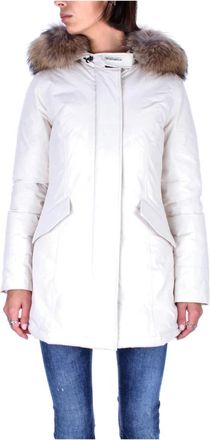 Woolrich Zipjas met zakken aan de voorkant - Dames - Parka Jassen - Wit - S - Polyester - Jassen