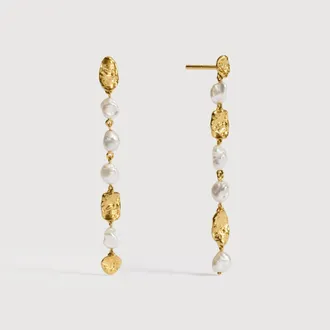 Monica Vinader Gold Capri Pearl Drop Earrings Pearl