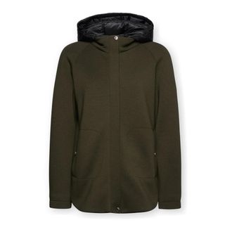 Elena Miro Jassen, Dames, Groen, L, Polyester, Hooded Scuba Parka