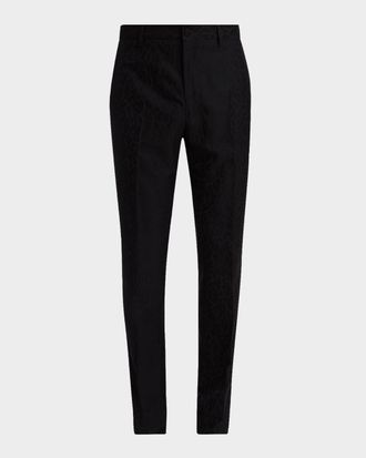 Etro Mens Leopard-Jacquard Slim Fit Trousers