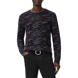 John Varvatos Caden Winter Pavement Organic Cotton Sweater in Night Sky at Nordstrom, Size Large
