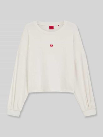 HUGO BOSS Relaxed Fit Sweatshirt aus ModaL-Mix Modell HUGO HEART in Offwhite, Gr&ouml;&szlig;e XL