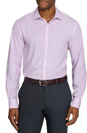 W.R.K Faint Floral Performance Dress Shirt in White/Pink at Nordstrom, Size 15.5 - R
