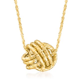 Ross-Simons Italian 14kt Yellow Gold Textured Love Knot Necklace