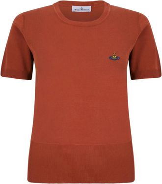 Vivienne Westwood Bea Katoenen T-Shirt - Dames - Ronde hals truien - Oranje - M - Katoen - Truien & Vesten