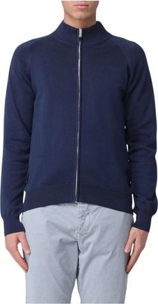 Blauer Katoenen Ritsvest - Heren - Truien - Blauw - Maat: S Katoen