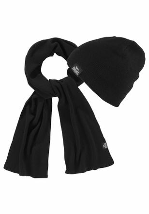 Lonsdale Strickm&uuml;tze LONSDALE und Schal als Set LEAFIELD, schwarz, Strick, Kunstfaser, unifarben, M&uuml;tzen Strickm&uuml;tze, Set aus Schal undM&uuml;tze