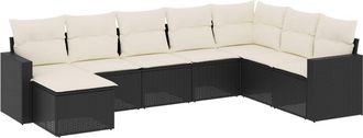 vidaXL Set De Sof&aacute;s De Jard&iacute;n 8 Piezas Y Cojines Rat&aacute;n Sint&eacute;tico Negro Vidaxl