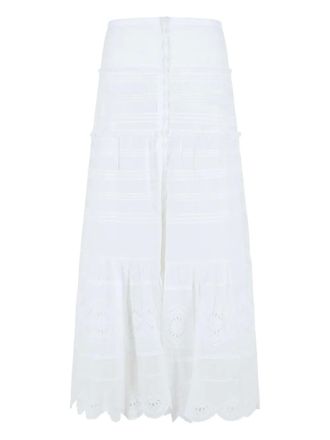 Isabel Marant Paoline button-fastening lace midi skirt - White