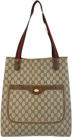 Gucci Pre-owned Tote Bags, female, Beige, Size: ONE SIZE Pre-owned Canvas Tote Bag