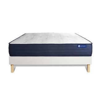 Actisom Somier blanco + colch&oacute;n con espuma viscoel&aacute;stica 140 x 190