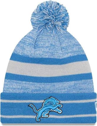 New Era Unisex-Adult NFL Official Sport Knit Classic Cuffed Knit Pom Beanie Hat, Detroit Lions, One size