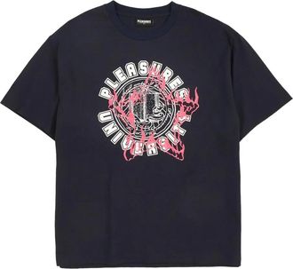 Pleasures logo-print cotton T-shirt - men - Cotton - S - Blue