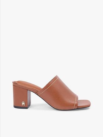 Tommy Hilfiger Mules de piel con tac&oacute;n ancho