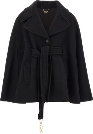 Blumarine Capa de tejido con cintur&oacute;n - Jackets - Mujer - Negro - S