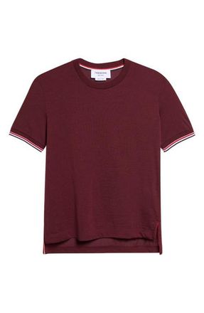 Thom Browne Tipped Stretch Wool T-Shirt in Burgundy at Nordstrom, Size 10 Us