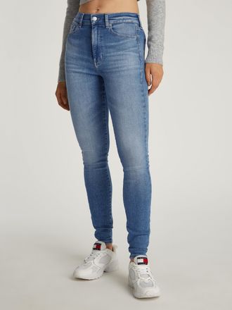 Tommy Jeans Skinny-fit-Jeans TOMMY JEANS Sylvia High Rise Skinny, Damen, Gr. 25, L&auml;nge 32, blau (denim medium), Denim/Jeans, Obermaterial: 94% Baumwolle, 4% Elast