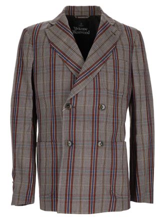 Vivienne Westwood Double-Breasted Multicolored Plaid Jacket With Wide Lapels