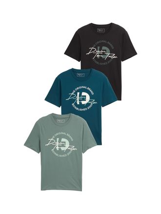 Tom Tailor Denim T-Shirt TOM TAILOR DENIM, Herren, Gr. M, gr&uuml;n (washed jasper gr&uuml;n), Single Jersey, Obermaterial: 100% Baumwolle, bedruckt, regular fit taillenbedeckt,