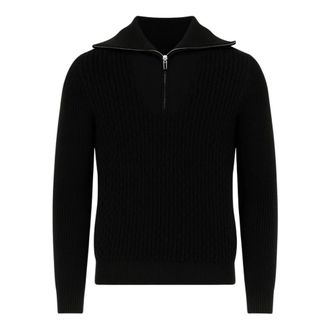 Paolo Pecora Turtlenecks, male, Black, M, Black Zip Jumper Finezza 7