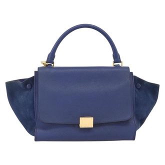 Celine Trapeze Bag Leather With Suede Blue Leather Handbag (Pre-Owned)