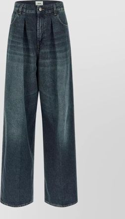 Haikure candy denim trousers pleated front belt loops