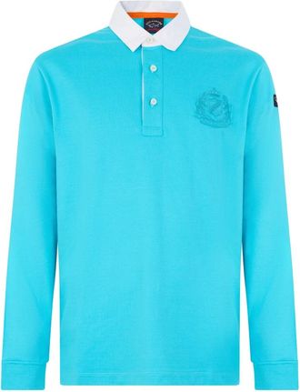 Paul & Shark Polo met lange mouwen en borduursel - Heren - Polos - Blauw - L - Katoen - Tops