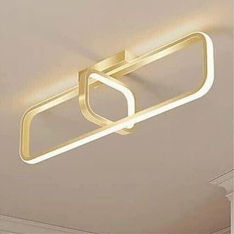 Trade Shop Trade Shop Traesio - Trade Shop - Plafoniera Led 32 W Rettangolare Oro Design Moderno Lampadario A Soffitto 50224