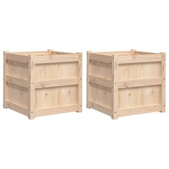 Berkfield Home Garden Planters 2 pcs Solid Wood Pine in Light Tan