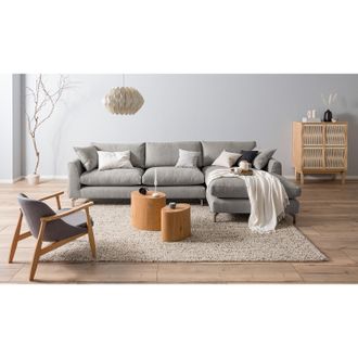 Fredriks home24 loftscape Ecksofa Mailín Lichtgrau Webstoff 323x89x169 cm