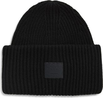 Acne Studios Pansy Face Patch Wool & Yak Hair Blend Beanie in Black at Nordstrom