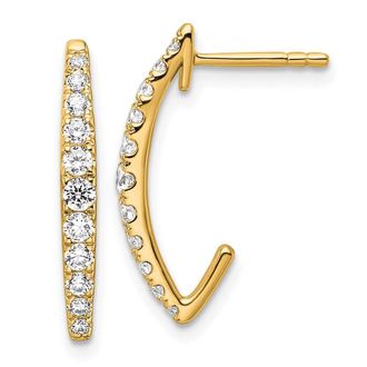 Diamond2Deal 14k Gold 1/2 ct Lab Grown Diamond J- Hoop Earrings VS Clarity, D-E Color