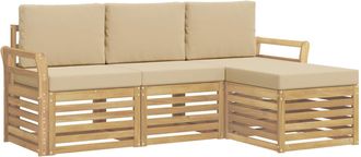 vidaXL Conjunto De Sof&aacute;s De Exterior 4 Uds. Y Beige Poli&eacute;ster Vidaxl