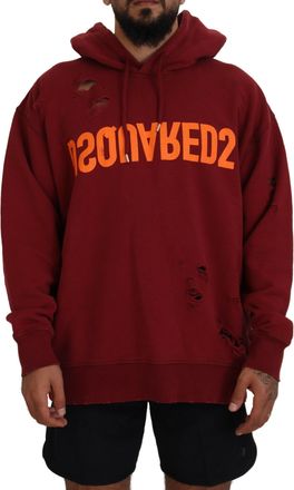 Dsquared2 Dsqua&sup2; Cotton Tatte Hooded Printed Pullover Mens Sweater (Pre-Owned)