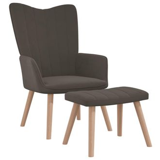 vidaXL Poltrona Relax Con Poggiapiedi Grigio Scuro In Velluto - Vidaxl