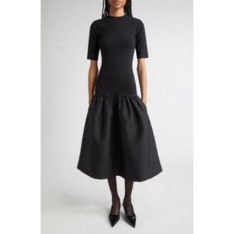 Toteme Twinflower Flounce Sweater Dress in Black at Nordstrom, Size 00 Us