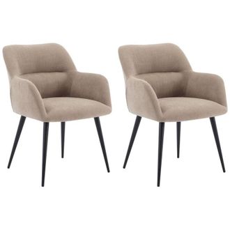 Vente-Unique Lotto di 2 sedie Con braccioli Tessuto e metallo Beige - HEKA