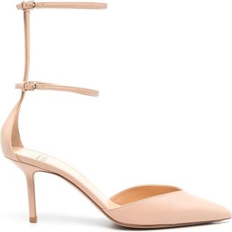 Francesco Russo double-strap 75mm leather pumps - women - Calf Leather/Calf Leather/Calf Leather - 37.5 - Neutrals
