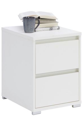 CARRYHOME Nachtk&auml;stchen, Wei&szlig;, Holzwerkstoff, 2 Schubladen, 40x55x48 cm, Schlafzimmer, Nachtk&auml;stchen