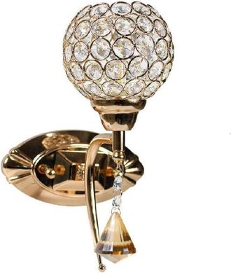 Trade Shop Trade Shop Traesio - Trade Shop - Applique Parete Moderno Paralume Con Cristalli Acrilico Pendente Attacco G9 E19 - Oro