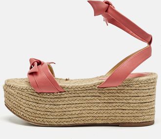 Alexandre Birman Pink Leather Wedge Sandals