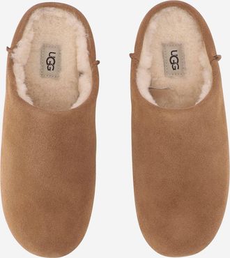 UGG Womens Elea Suede Clogs Beige Leather Shoe
