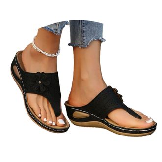 Generic Sandals for Women 2026 Orthopedic Sandals Summer Shoes Women Dressy Outfit Comfortable Arch Support Wedge Non Slip Flip-Flops, PU Leather Slides, Shoe