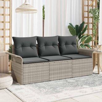 vidaXL Conjunto De Sof&aacute; De Jard&iacute;n Con Coj&iacute;n 3 Pcs Gris 196 X 62 X 85cm Vidaxl